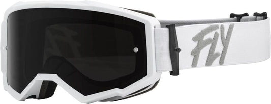Мотокрос очила FLY RACING Zone White W/ Dark Smoke/Smoke Lens