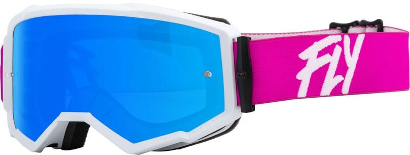 Мотокрос очила FLY RACING Zone Pink/White W/ Sky Blue Mirror/Smoke Lens