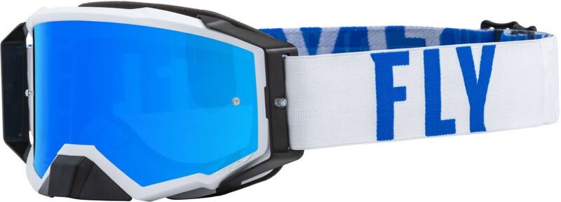 Мотокрос очила FLY RACING Zone Pro White/Blue - Sky Blue Mirror/Smoke Lens