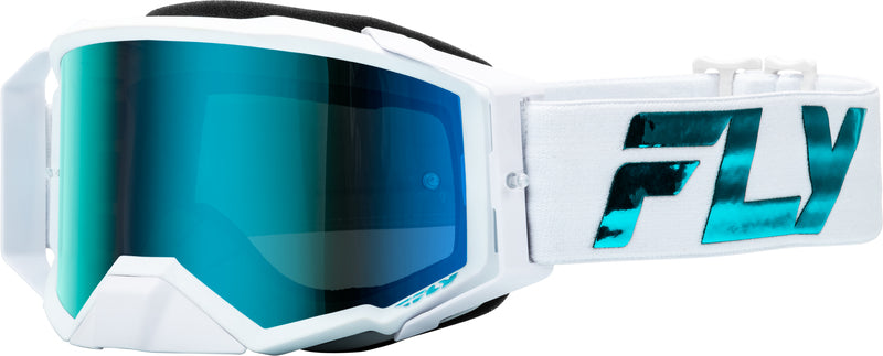 Мотокрос очила FLY RACING Zone Elite White/Teal - Teal/Sky Blue Lens