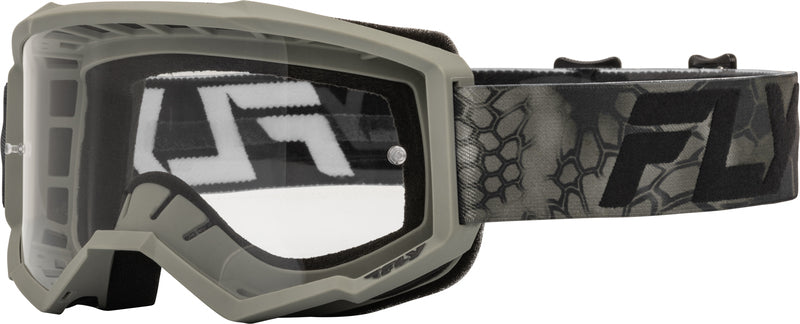 Детски мотокрос очила FLY RACING Focus Special Edition Kryptek Moss Grey/Black - Clear Lens