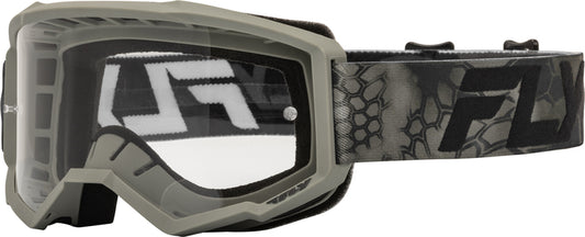 Детски мотокрос очила FLY RACING Focus Special Edition Kryptek Moss Grey/Black - Clear Lens
