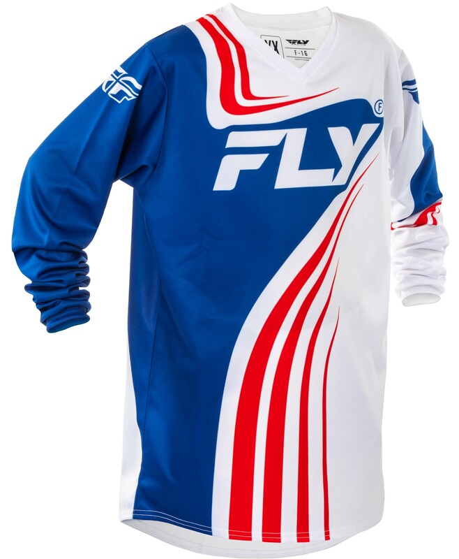 Детска мотокрос блуза FLY RACING F-16 Riding - Red/White/Blue 2025