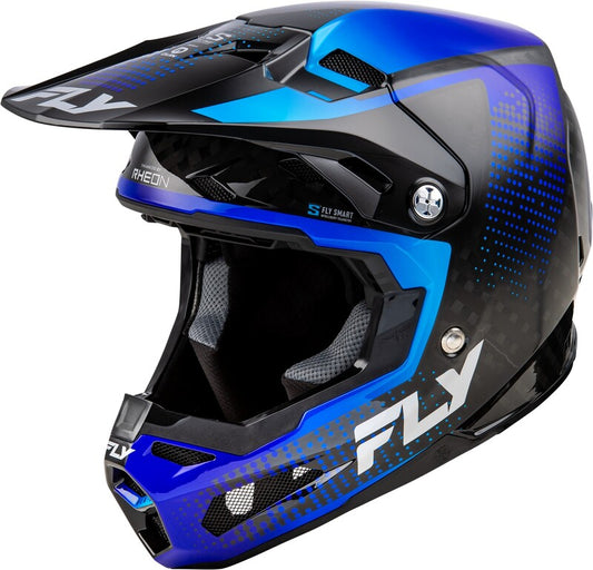 Мотокрос каска FLY RACING Formula S Carbon Protocol-Black Carbon/Blue 2025