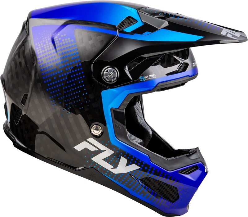 Мотокрос каска FLY RACING Formula S Carbon Protocol-Black Carbon/Blue 2025