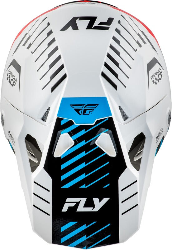 Мотокрос каска FLY RACING Formula CP Slice - White/Red/Cyan 2025