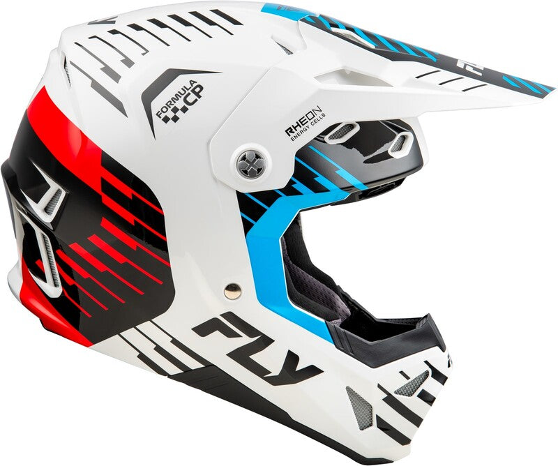 Мотокрос каска FLY RACING Formula CP Slice - White/Red/Cyan 2025
