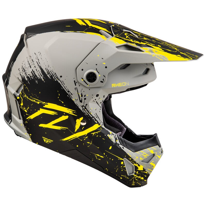 Мотокрос каска FLY RACING Formula CP Manic - Matte Grey/Black/Yellow 2025