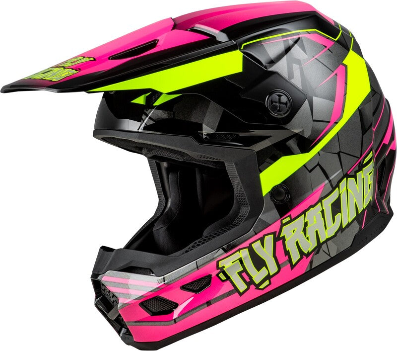 Детска крос каска FLY RACING Kinetic Scorched - Neon Pink/Hi-Vis/Black 2025