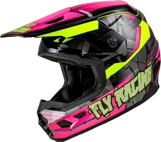 Детска крос каска FLY RACING Kinetic Scorched - Neon Pink/Hi-Vis/Black 2025