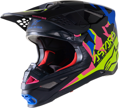 Мотокрос каска ALPINESTARS SM8 Echo BLACK/BLUE/PINK/YELLOW