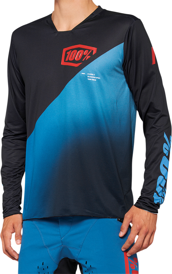Вело джърси 100% R-CORE X LS BLACK/BLUE/RED