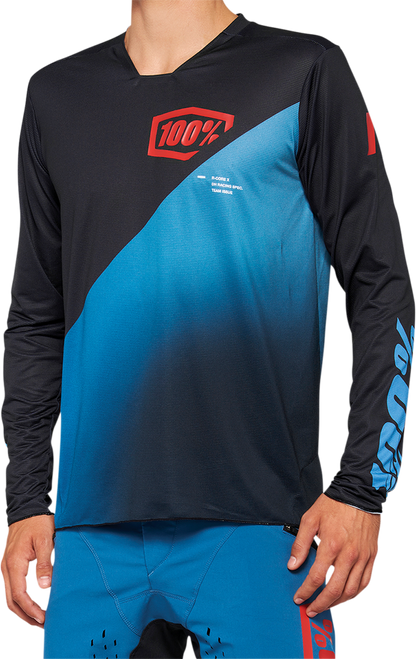 Вело джърси 100% R-CORE X LS BLACK/BLUE/RED