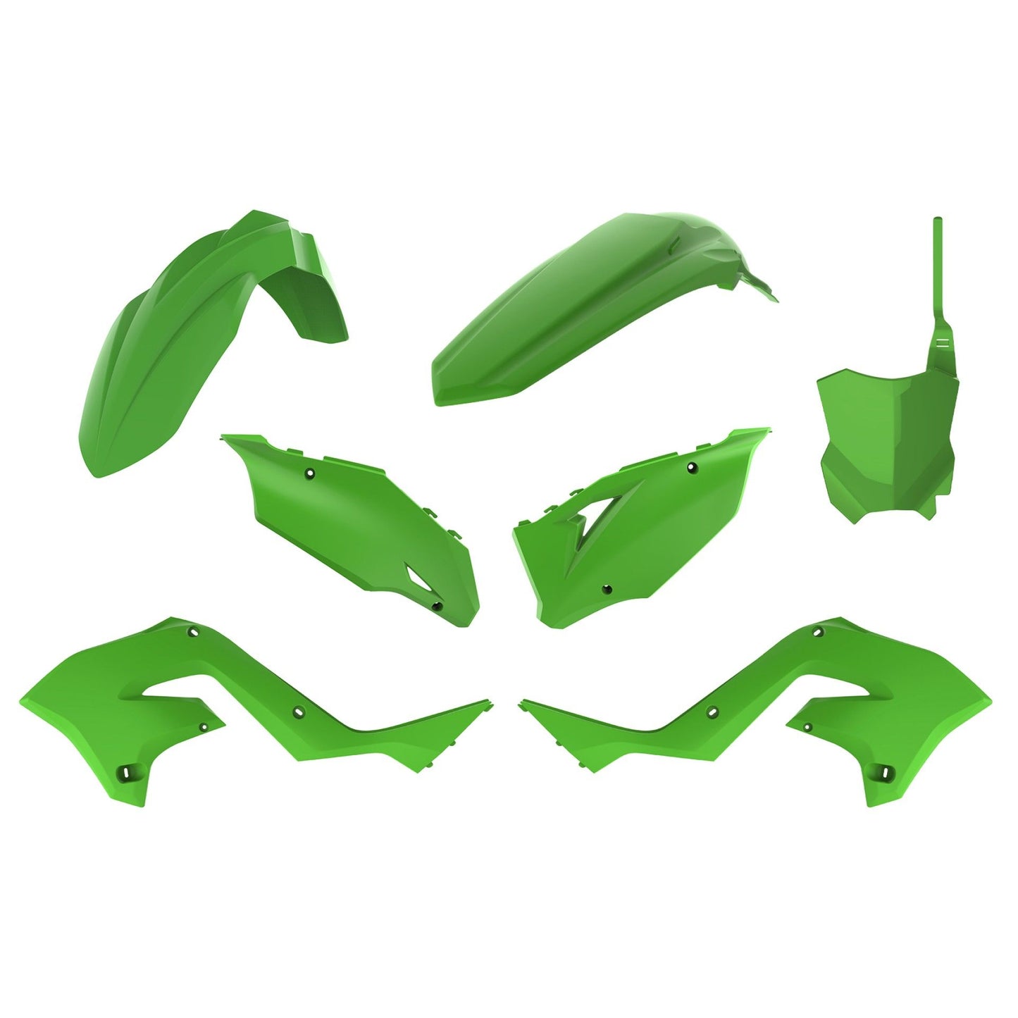 Пластмасов MX кит Polisport за Kawasaki KX125/250 рестайлинг 450 (2020) - 2003-08 Green OEM Color