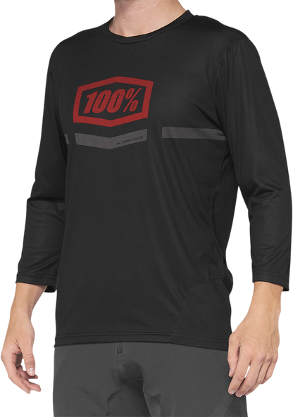 Вело джърси 100% AIRMATIC 3/4 SLEEVE BLACK/RED