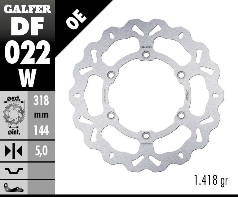 Преден спирачен диск Galfer WAVE FIXED DISC WAVE FIXED 318x5mm DF022W