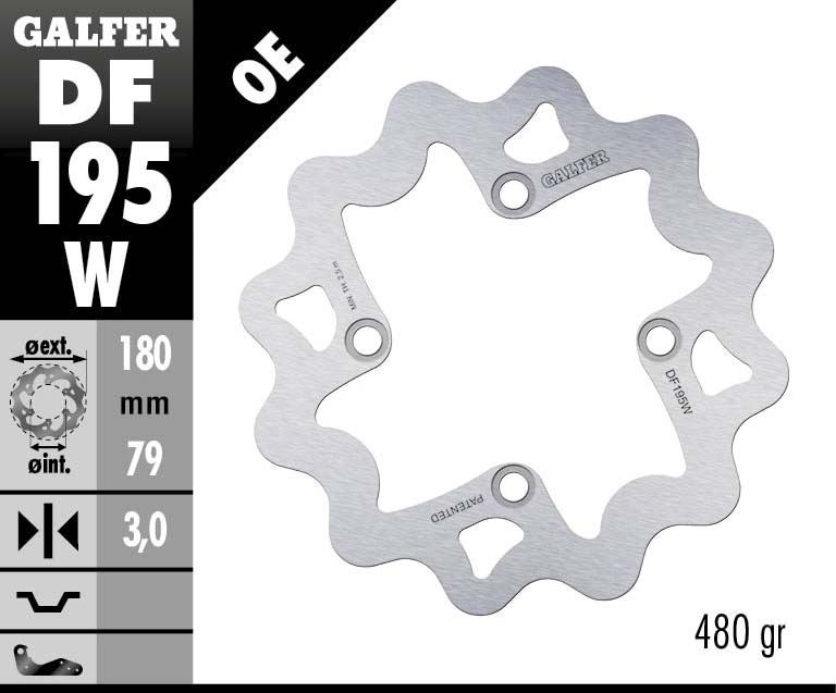 Преден/Заден спирачен диск Galfer WAVE FIXED DISC WAVE FIXED 180x3mm DF195W