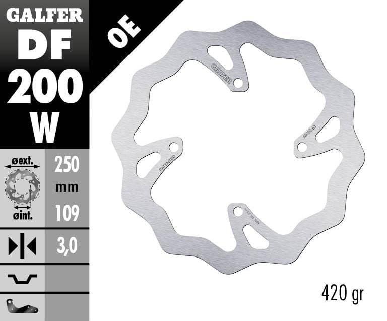 Преден спирачен диск Galfer WAVE FIXED 250x3mm DF200W