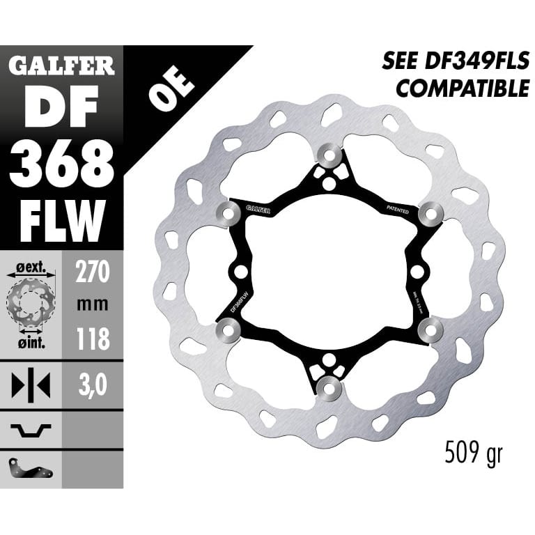 Плаващ преден спирачен диск Galfer WAVE FLOATING (C. STEEL) 270x3mm DF368FLW