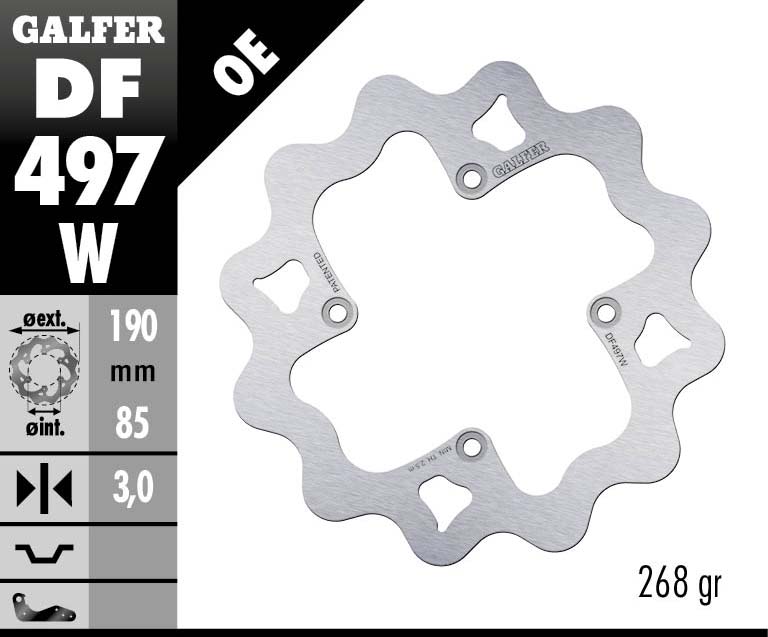 Заден спирачен диск Galfer WAVE FIXED DISC WAVE FIXED 190x3mm DF497W