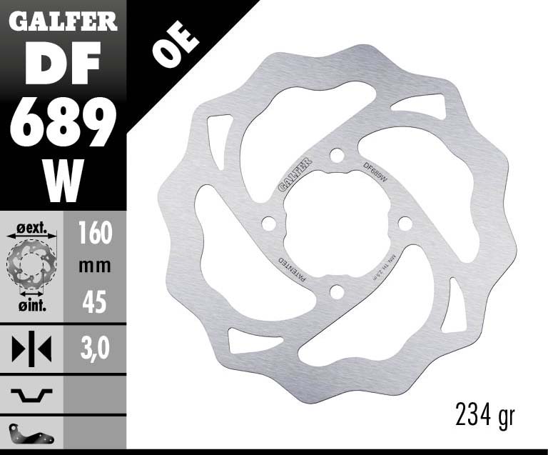 Заден спирачен диск Galfer WAVE FIXED DISC WAVE FIXED 160x3mm DF689W