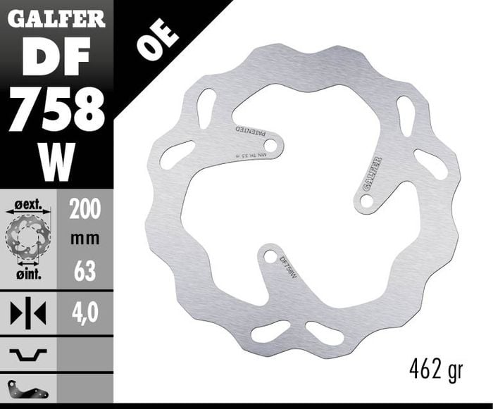 Заден спирачен диск Galfer WAVE FIXED 200x4mm DF758W