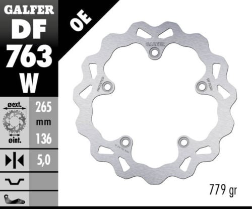 Заден спирачен диск Galfer WAVE FIXED 265x5mm DF763W