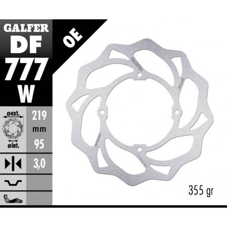 Преден спирачен диск Galfer WAVE FIXED DISC WAVE FIXED 219x3mm DF777W