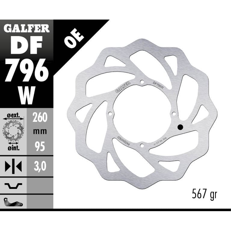 Преден спирачен диск Galfer WAVE FIXED DISC WAVE FIXED DF796W