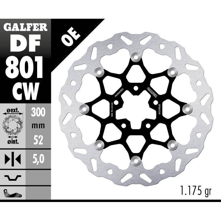 Плаващ преден спирачен диск Galfer WAVE FLOATING COMPLETE (C. ALU.) 300x5mm DF801CW