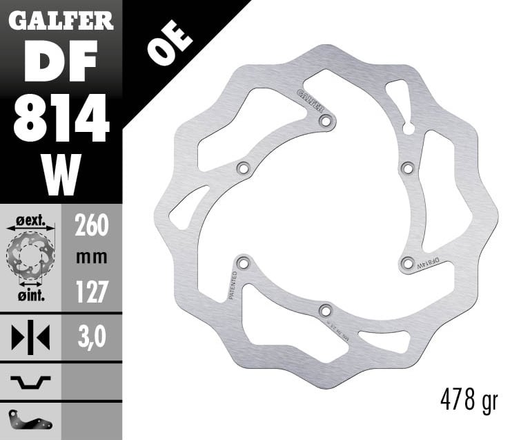 Преден спирачен диск Galfer WAVE FIXED 260x3mm DF814W