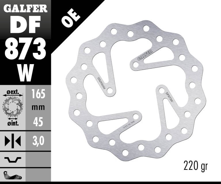 Заден спирачен диск Galfer BRAKE TRACK WAVE 165x3mm DF873W