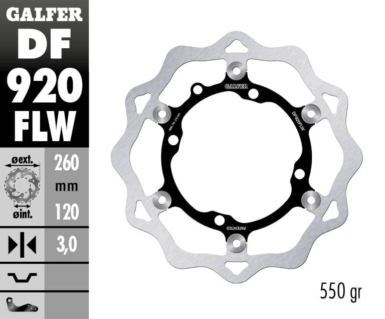 Плаващ преден спирачен диск Galfer WAVE FLOATING (C. STEEL) 260x3mm DF920FLW