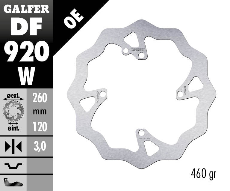 Преден спирачен диск Galfer WAVE FIXED 260x3mm DF920W