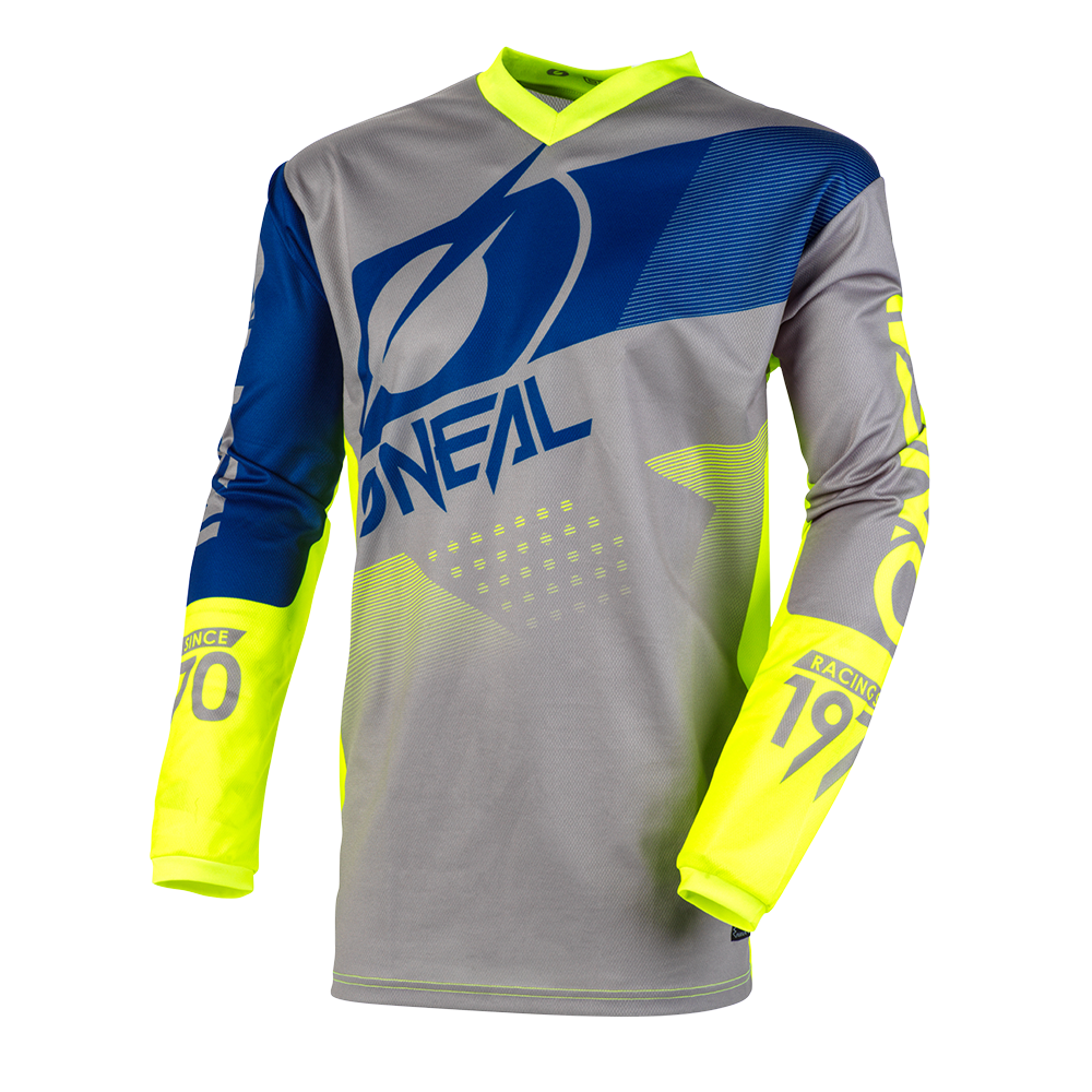 Мотокрос блуза O'NEAL ELEMENT FACTOR GRAY/BLUE/NEON YELLOW