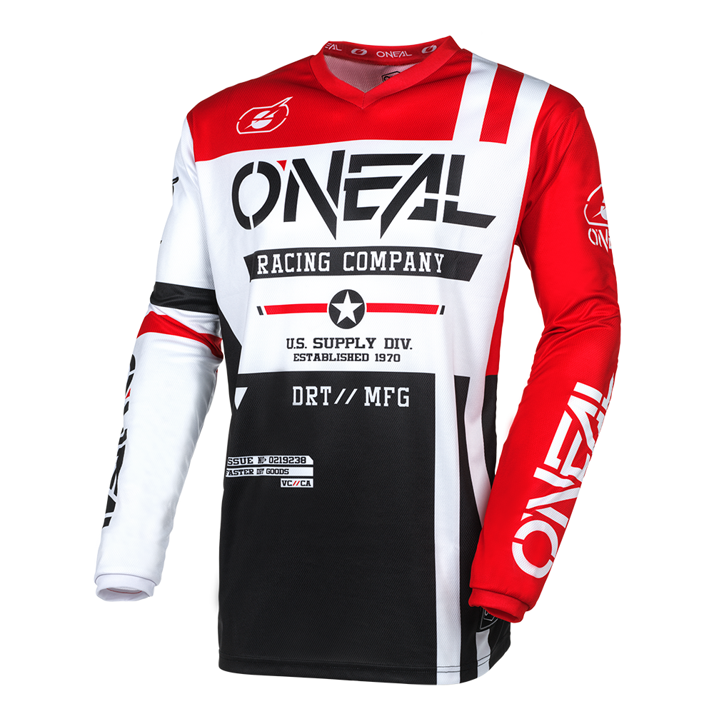 Мотокрос блуза O`NEAL ELEMENT WARHAWK BLACK/WHITE/RED