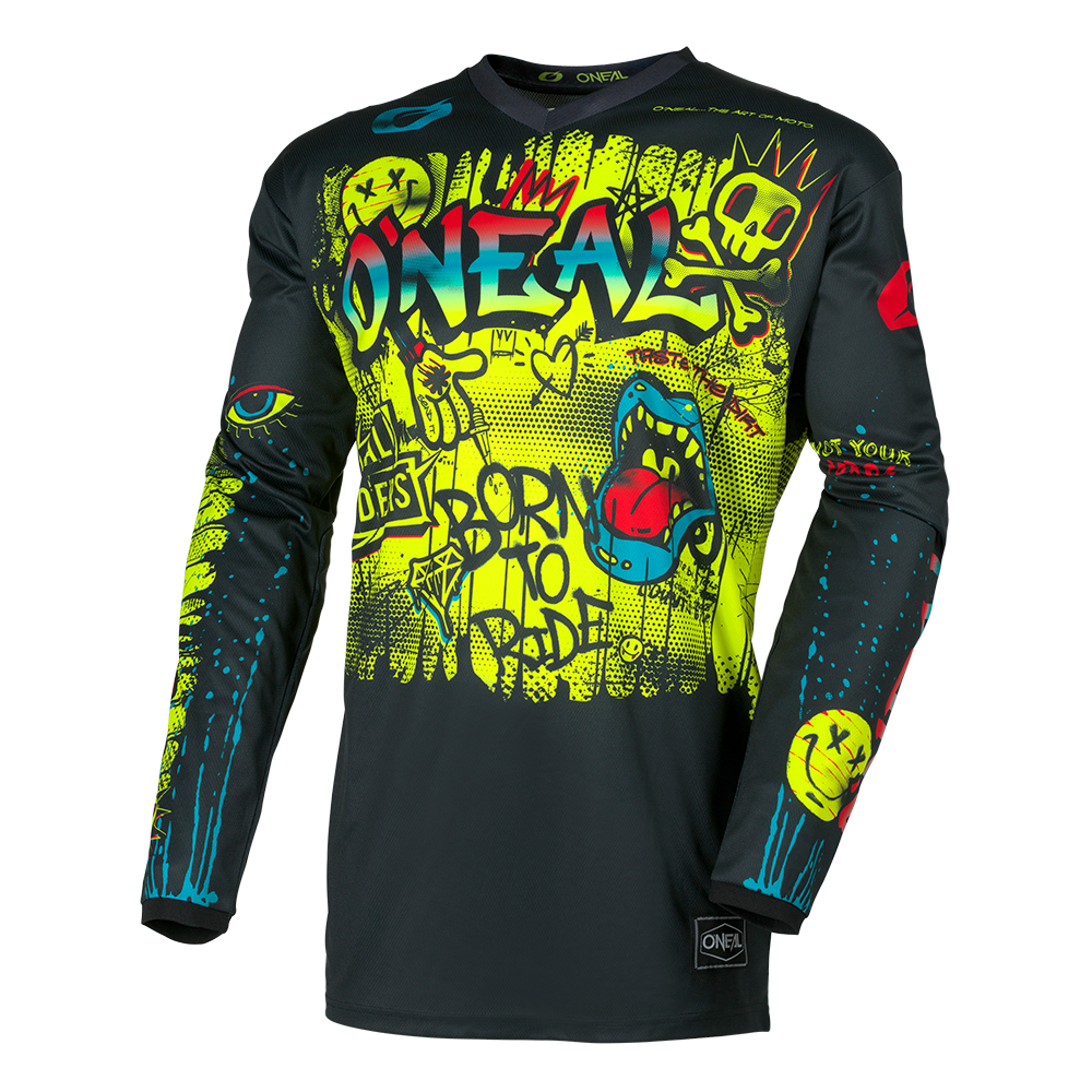 Детска мотокрос блуза O'NEAL ELEMENT RANCID BLACK/NEON YELLOW V.26