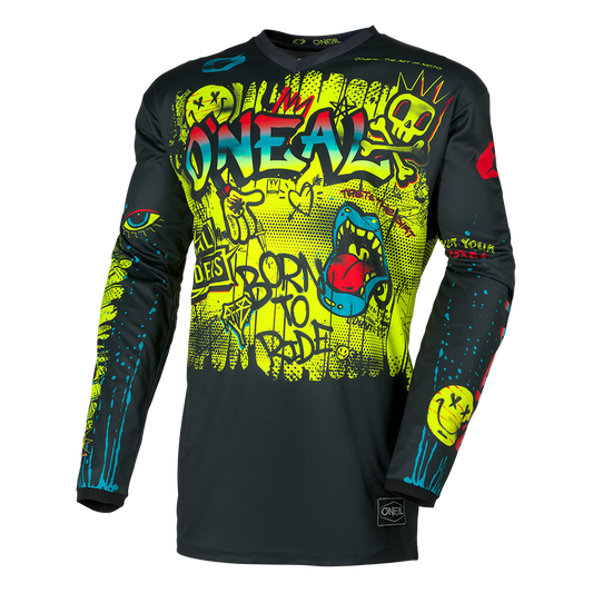 Детска мотокрос блуза O'NEAL ELEMENT RANCID BLACK/NEON YELLOW V.26