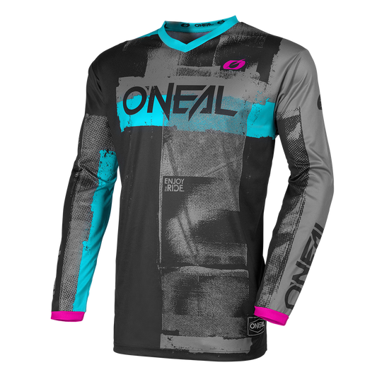 Дамска мотокрос блуза O`NEAL ELEMENT ROLLER BLACK/CYAN V.26