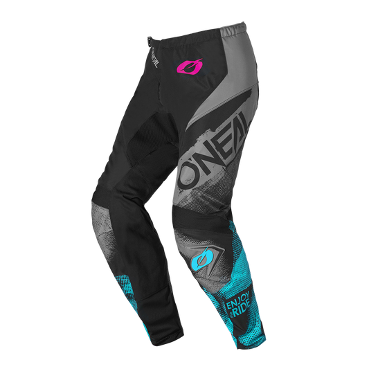 Дамски мотокрос брич O’NEAL ELEMENT ROLLER BLACK/CYAN V.26