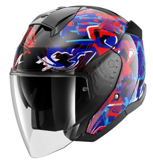 Каска за скутер SHARK SKWAL JET PRANZ Mat Black/Blue/Red