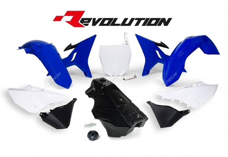 Комплект пластмаси RACETECH Revolution Plastic Kit + Gas Tank (Blue/White/Black) Yamaha YZ125/250 02-19