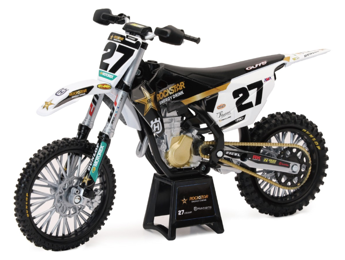 Мотоциклет играчка NEW-RAY Husqvarna Rockstar - M. Stewart (No 27) 1:12