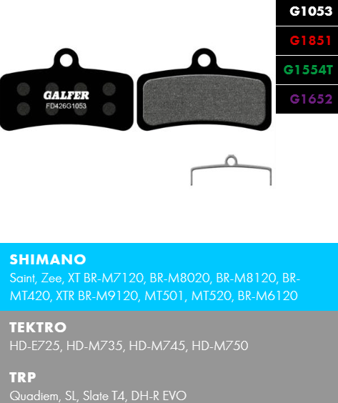 Вело спирачни накландки GALFER BIKE FD426G1652 E-BIKE Brake Pad