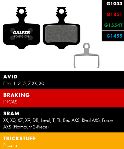 Вело спирачни накландки GALFER BIKE FD427G1053 PERFORMANCE Brake Pad