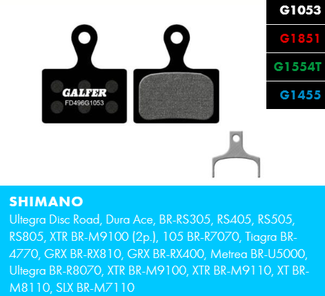 Вело спирачни накландки GALFER BIKE FD496G1455 ROAD Brake Pad