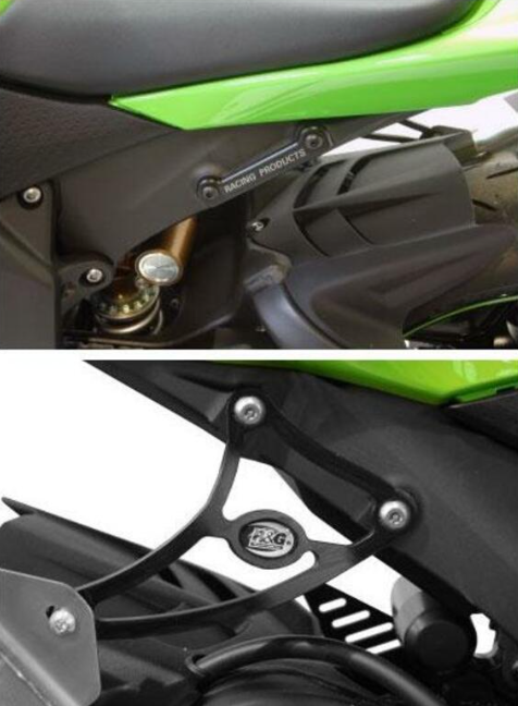 Стойка за генерация R&amp;G RACING Rear Footrest Blanking Plate Kit Black Kawasaki ZX6R/RR