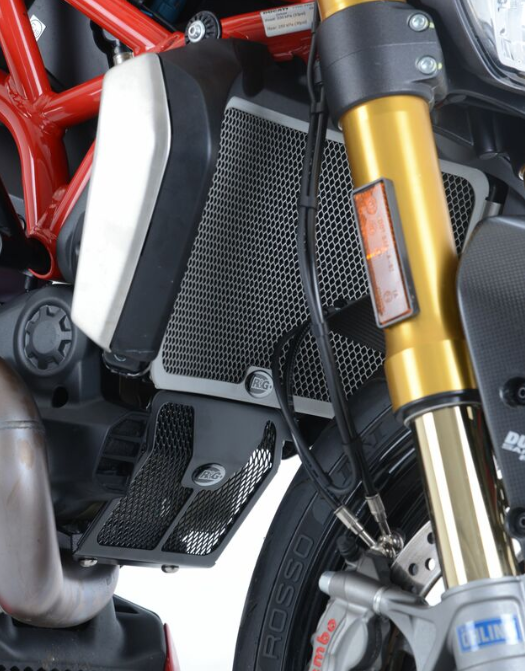 Протектор за радиатор R&amp;G Racing Aluminium Radiator guard Titanium - Ducati monster 1200 14-20