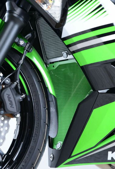 Протектор за генерация R&amp;G Racing Aluminium Headpipe grille - Green Kawasaki Ninja 650 17-26