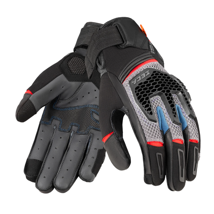 Текстилни ръкавици SECA GRAVEL GREY/BLUE/RED
